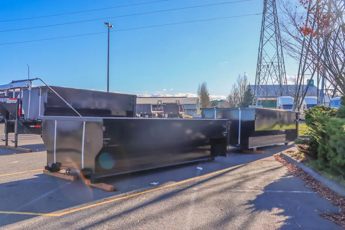 Roll-off dumpster ready for waste disposal at job site for 6 Yard Dumpster Rental in Kirkland